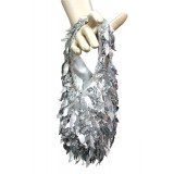 Evening Bag - Sequined & Beaded – Silver – BG-22437SV